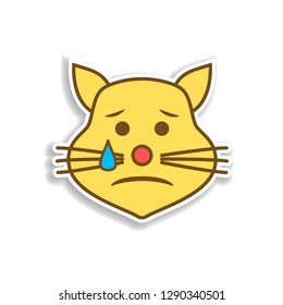 crying cat colored emoji sticker icon. Element of emoji for mobile concept and web apps illustration.