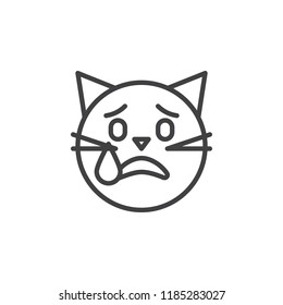Crying cat emoticon outline icon. linear style sign for mobile concept and web design. Sad cat emoji simple line vector icon. Symbol, logo illustration. Pixel perfect vector graphics