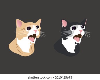 Crying Cat Funny Meme Vector