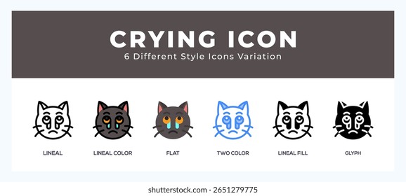 Crying cat icon vector for web. and mobile app