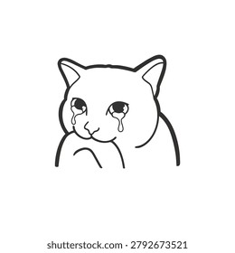 Crying Cat Meme Vector