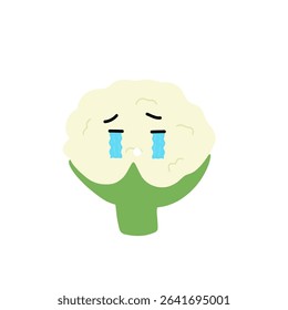 Crying cauliflower emoticon character design