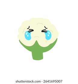 Crying cauliflower emoticon character design