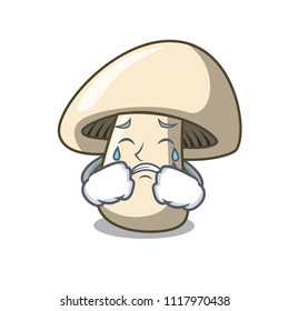 Crying champignon mushroom mascot cartoon