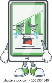 Crying up chart vertical tablet on white background