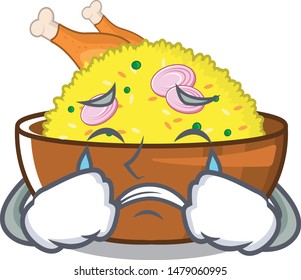 Crying chicken biryani isolated in the mascot