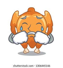 Crying chicken roast is isolated with characters