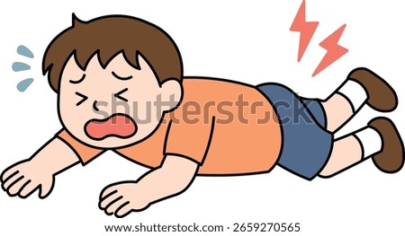Crying Child Who Fell Down
An illustration of a child crying after falling down and getting hurt. Suitable for content related to childcare, parenting, accident prevention, safety education