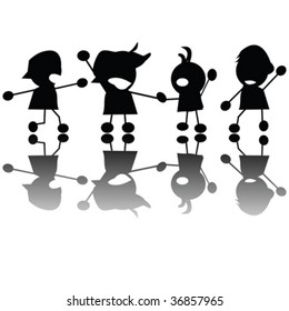 Crying children silhouettes, vector isolated objects on white