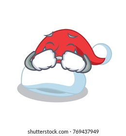 Crying Christmas hat character cartoon