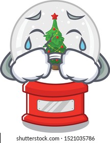 Crying christmas snow globe isolated with character