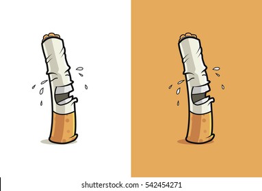 Crying Cigarette cartoon. Vector illustration