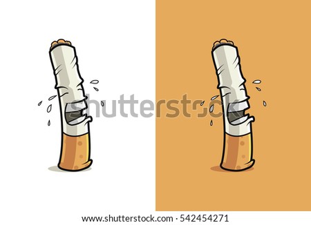Crying Cigarette cartoon. Vector illustration
