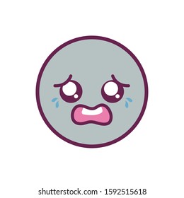 crying circle cartoon design, Kawaii expression cute character funny and emoticon theme Vector illustration