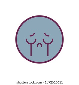 crying circle cartoon design, Kawaii expression cute character funny and emoticon theme Vector illustration