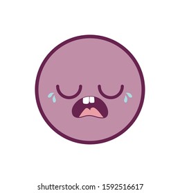 crying circle cartoon design, Kawaii expression cute character funny and emoticon theme Vector illustration
