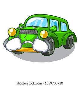 Crying classic car in the shape mascot