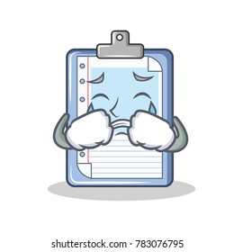 Crying clipboard character cartoon style