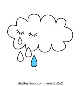 Crying cloud tears like rain - stylized drawing