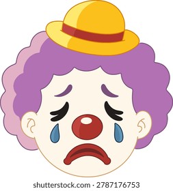 Crying Clown Face Cartoon Icon