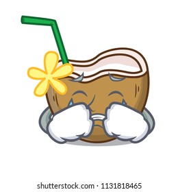 Crying cocktail coconut mascot cartoon