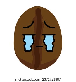 Cry-Kaffee-Bohne auf weißem Hintergrund