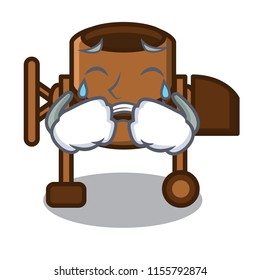 Crying concrete mixer mascot cartoon