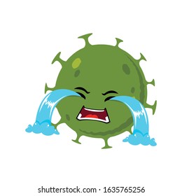 Crying corona virus nCoV 2019 character illustration isolated on white background