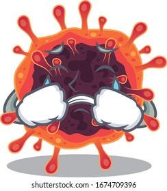 A Crying corona virus zone cartoon mascot design style