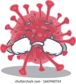 A Crying coronavirus disease cartoon mascot design style