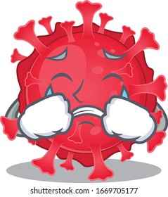 A Crying coronavirus substance cartoon mascot design style