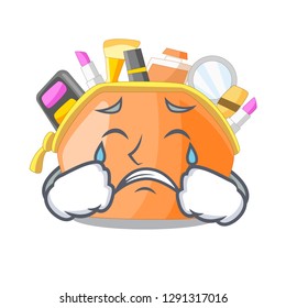 Crying cosmetic bag above mascot dressing table