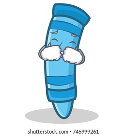 Crying crayon character cartoon style