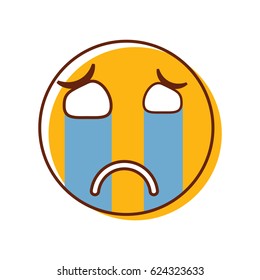 Crying crazy emoticon. Vector emoji smiley