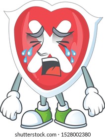 Crying cross shield in the cartoon character