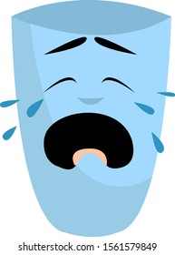 Crying cup, illustration, vector on white background.