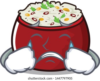 Crying curd rice isolated with the cartoon