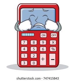Crying cute calculator character cartoon