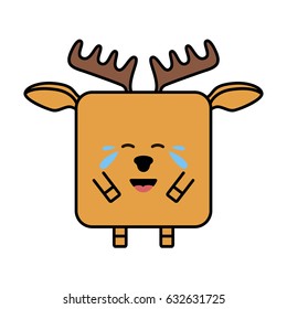 crying cute deer flat emoticon