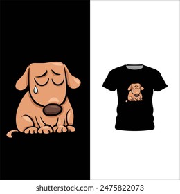 crying cute dog. Humor card, t-shirt composition, hand drawn style print. Vector illustration.