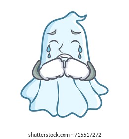 Crying cute ghost character cartoon