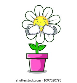 Crying daisy flower mascot cartoon