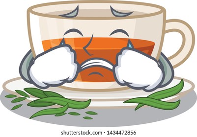 Crying darjeeling tea in the character bottle
