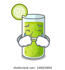 Crying delicious cucumber juice on table cartoon