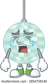 A crying disco ball cartoon character drawing concept. Vector illustration