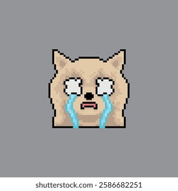 Crying dog, pixel art illustration