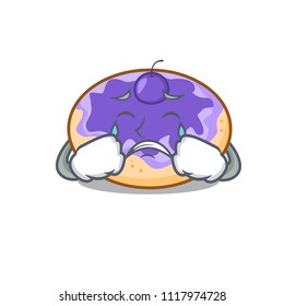Crying donut blueberry mascot cartoon Crying donut blueberry mascot cartoon