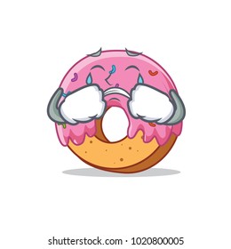 Crying Donut mascot cartoon style