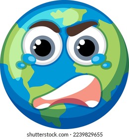 A crying earth cartoon illustration