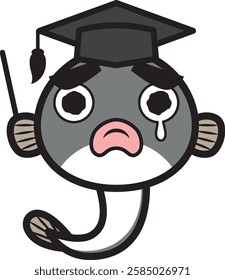 Crying eel doctor character illustration